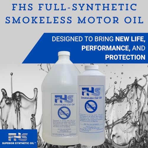 FHS Full-Synthetic Smokeless Motor Oil (5W-20) (1 Gallon Bottle) - High-Performance Engine Oil Stays Cleaner, Reduces Emissions, & Extends Mileage