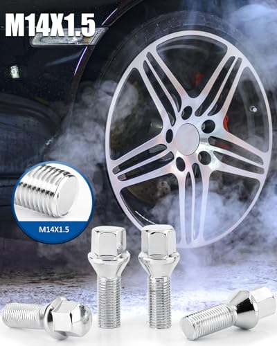 GAsupply M14x1.5 Lug Bolts 28mm Shank, 17mm Hex Conical Seat Chrome, 20pcs - color: Silver, size: 28mm Shank Acron Seat