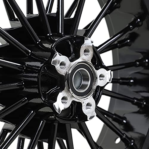 TOFR 17x6.0 Rear Fat King Spoke Wheel Rim For Harley Dyna FatBob 2008-2017 - color: Gloss Black, size: Rear:17x6.0