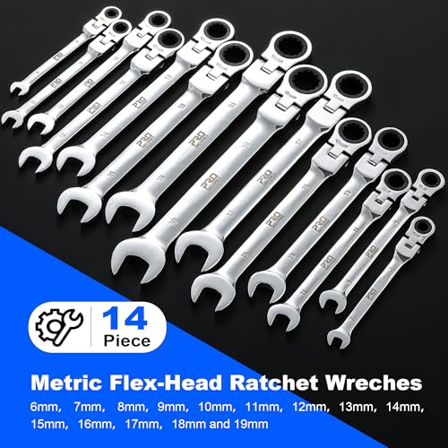 Prostormer 14-Piece Metric Flex-Head Ratcheting Wrench Set - style: 14-Piece Metric