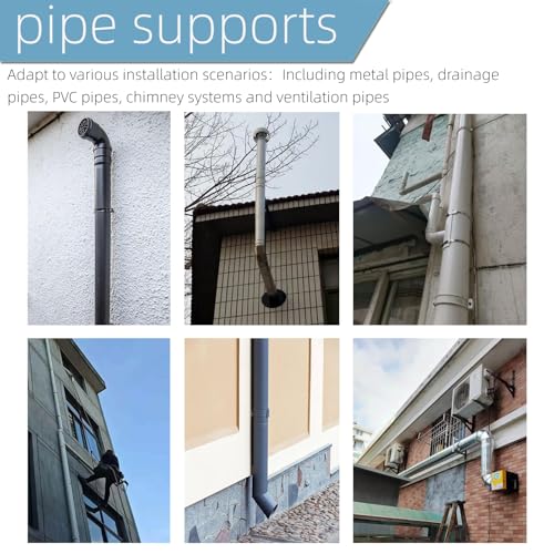 2 Sets 10 Inch Adjustable Pipe Bracket,Heavy Duty Galvanized Iron Stove Pipe Hanger Strap,Wall Support Chimney Pipe Holder,Round Split Ring Vent Conduit Carrier Kit,with All Mounting Screws