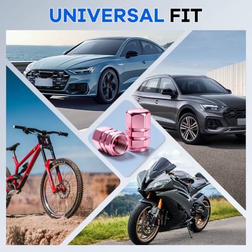 JUSTTOP Car Tire Valve Stem Caps, 12pcs Air Caps Cover, Universal for Cars, SUVs, Bike, Trucks and Motorcycles-Pink - color: Pink