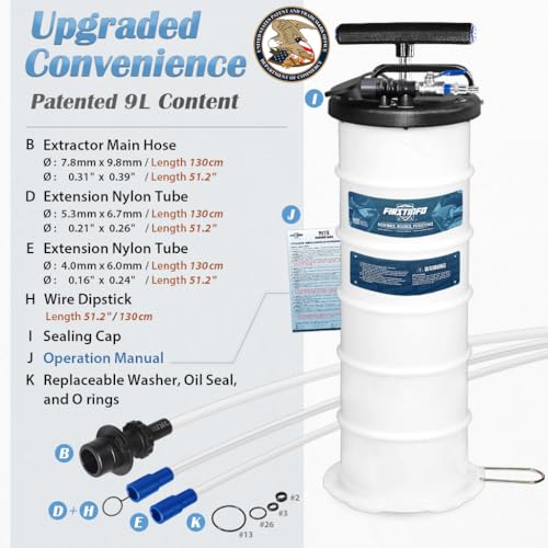 FIRSTINFO A1108USY3 9L 특허받은 공압/수동 오일 추출기 튜브 3개 - size: 9L Pneumatic/Manual