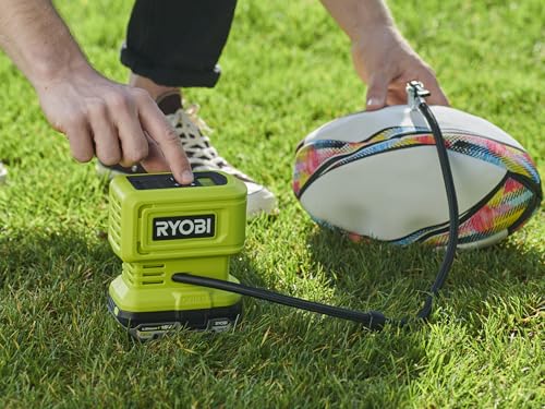 Ryobi - 18 V One+ 11 Bar Wireless Compressor - Tyre and Ball Inflation - Comes with 3 Tips (without Battery) - RPI18
