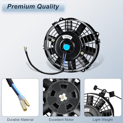 MuHize 7 Inch Twin Radiator Fan Kit 800 CFM Push/Pull Slim Cooling Fans 2PC - size: 2Pcs-7 inch