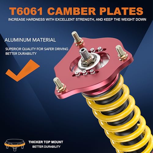 KUIPERAUTO Lowering Coilovers Struts Compatible for 2013-2016 Honda Accord Compatible for 2015-2017 Acura TLX Front & Rear Shocks Adjustable Height Suspension Coil Spring Strut (Set of 4)(Yellow) - size: 2013-2016 Honda Accord