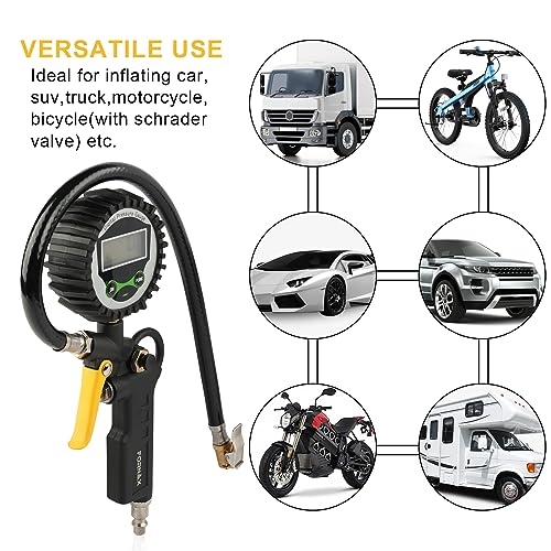 FORNAX Digital Tire Inflator with 200 PSI Pressure Gauge for Testing Tire Pressure