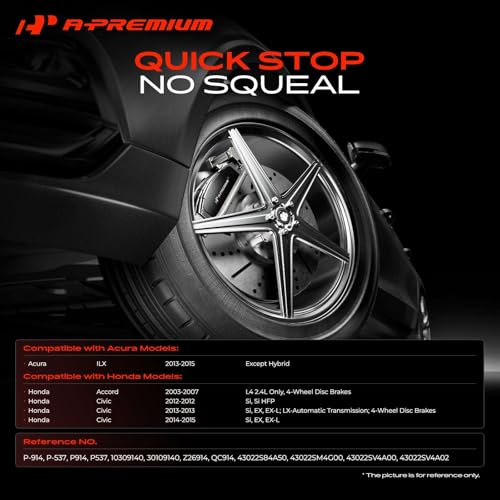 A-Premium Front and Rear Ceramic Brake Pads Compatible with Honda & Acura