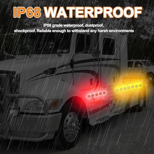20PCS 3/4" Strobe Flash+Steady Marker Lights Dual Function LED Trailer Side Clearance Tail Round 12V Brake Stop Turn Signal Warning Lamps for Trailer Truck Bus ATV UTV Van RV (Red+Amber) - color: Amber&Red