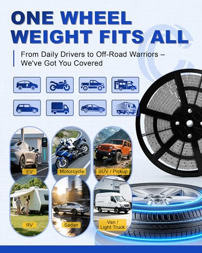 Upgraded 1/2oz, Steel Adhesive Stick-On Roll Wheel Weights, Gray 300pcs - color: Roll-Gray, size: 0.5oz - 1Roll