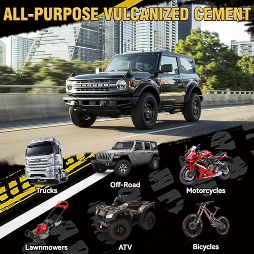Zimtty Chemical Vulcanizing Cement,Heavy Duty Fast-Dry Tire Repair Glue with Brush, All-Purpose Rubber Cement for Tire Patches, Car, Motorcycle & Bike, Clear 8.5 Oz