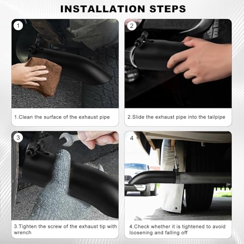Mupera Universal 3" Turn Down Exhaust Tip, 3" Outlet, 12" Long - size: 3" Inlet 3" Outlet 12" Length Black