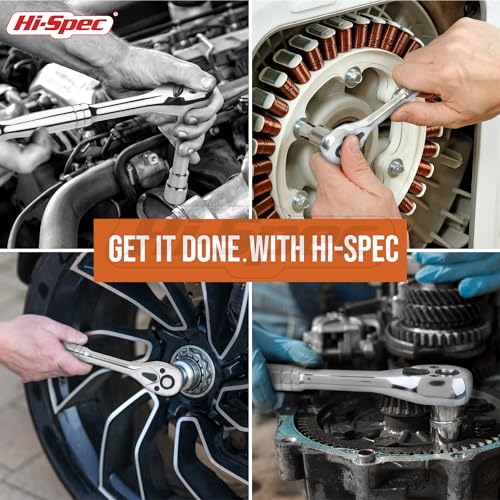 Hi-Spec 22pc Metric Socket Set 1/4” & 3/8” Drive with Ratcheting Wrench, Extension Bars in Compact Tool Case.