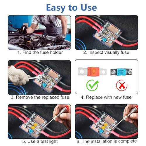 20pcs AMI Midi Fuse High Current Bolt-on Fuse Set Copper Plated for Automotive Marine Truck RV with Assorted Ratings(30A, 40A, 50A, 60A, 70A, 80A, 100A, 125A, 150A, 175A) Fits 32V Electrical Systems. - size: Mixed