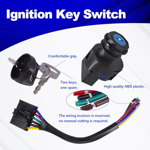 Ignition Key Switch and Harness Kit Compatible with Polaris Ranger RZR Sportsman Scrambler Magnum Trail Blazer Trail Boss Xplorer Xpedition General INDY RMK Rush Switchback SKS 4011002 4012165 2878509
