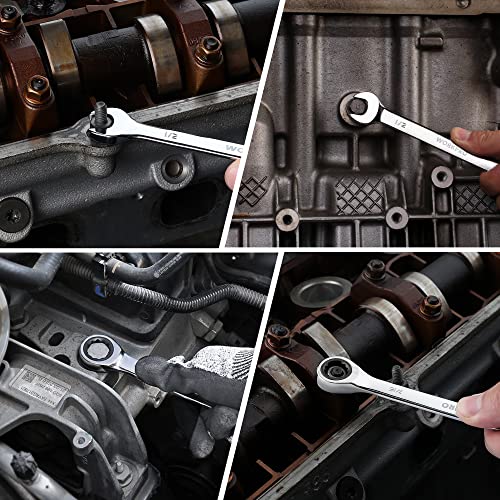 WORKPRO 7-Piece Ratcheting Combination Wrench Set, SAE 5/16"-11/16" - size: SAE