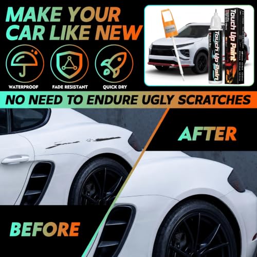 White Touch Up Paint for Cars, 2-in-1 Car Scratch Repair Pen, 0.68 fl oz - color: White