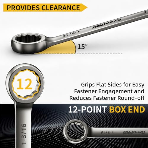 GRENPRO 15/16"-1-1/4" Large SAE Wrench Set, Combination Open End Tool Sets - style: SAE Nickel Wrench Set Large