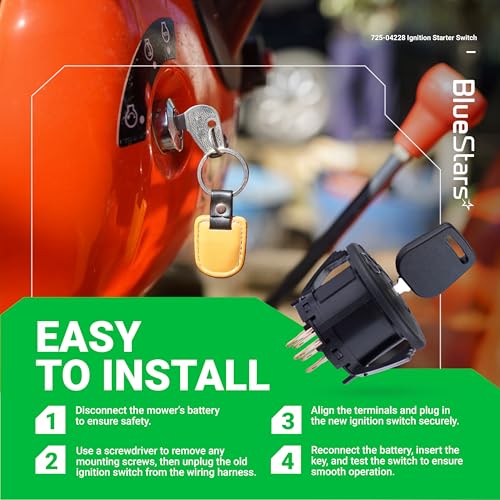 BlueStars 925-04228 Ignition Switch 5 Terminals 3 Position with Keys - size: 925-04228 - 5 Terminals
