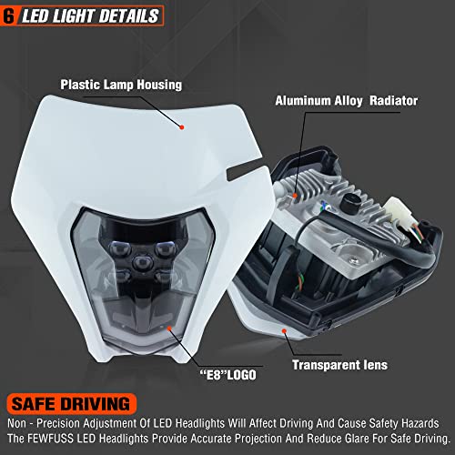 Dirt Bike Led Headlight Motorcycle 2020-2022 Enduro Headlight Kit for EXC EXCF SX SXF XC XCF XCW XCFW (White-Dual 5) - color: White-Dual 5