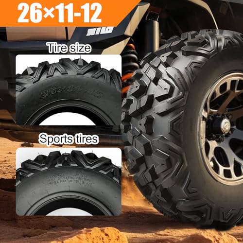 TRIPOWER 26x11-12 ATV UTV Tires 26x11x12 All Terrain Tires Trail Sand Mud Off-Road Tire, 6-Ply Tubeless, Set of 2 - size: 26x11-12