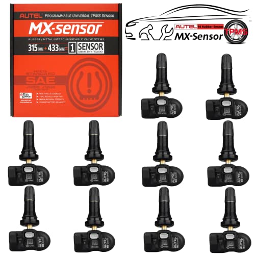 Autel TPMS Sensors 10pcs Pack Rubber Stem 315/433MHz TPMS Sensor Universal Tire Sensor Programmed by Autel TPMS Tool TS900 TS401 TS408 TS508 TS9601 TS608 MK808TS MX808TS MS906TS ITS600 - size: 10pcs 1-Sensor R