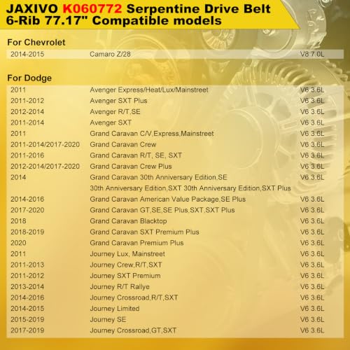 K060772 Serpentine Drive Belt Ribbed V-Belt - size: 6PK1960-1960mm