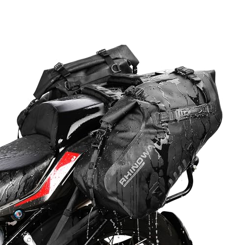 Waterproof Motorcycle Saddle bags 28L (14L x2),Motorbike Side Bags, Roll Top Panniers with Shoulder Strap, Shockproof Storage for ADV Touring Sport Cruiser Bikes,1 Pair - color: Black28L