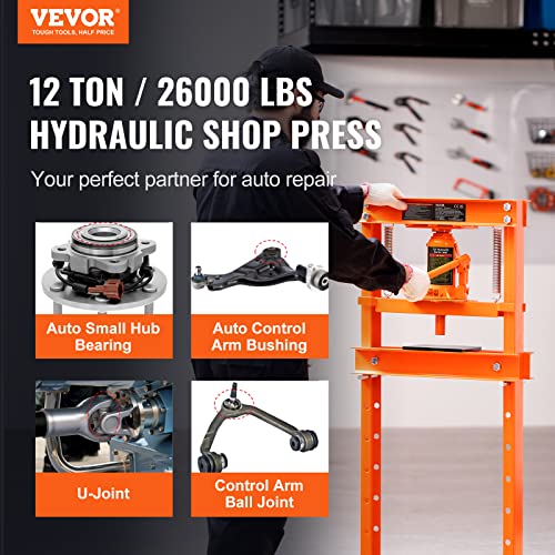 VEVOR Hydraulic 12 Ton H-Frame Garage Floor Adjustable Shop Press