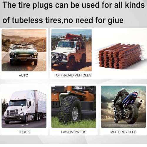 PINKJOY 90 Pack Tire Repair Strings Brown (100 x φ6 mm), Automotive Tool Tire Repair Plugs for Tubeless Off-Road Tires Car, Bike, ATV, UTV, Wheelbarrow, Mower - color: Brown