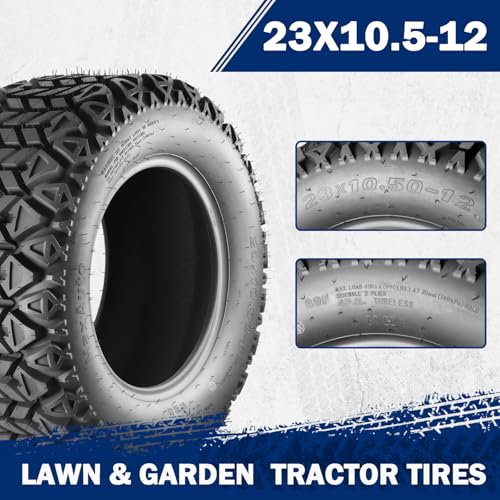 MaxAuto AT23x10.5-12 ATV/UTV 타이어, 23x10.5-12 모든 트레일 리어 타이어, 머드 샌드 오프로드 타이어, 4겹 튜브리스, 2팩 - size: 23x10.5-12