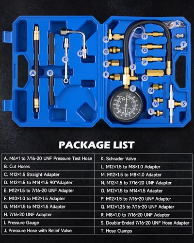 OMT Fuel Injection Pressure Tester Kit With 140 PSI Gauge, Quick Fittings