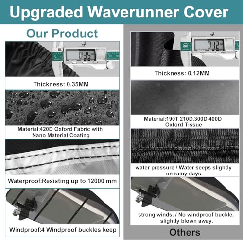 Jet Ski Cover 420D Waterproof for Yamaha Sea-Doo, 115"-120" 3 Seater PWC - color: Silver-420-D, size: XL-115"-120"