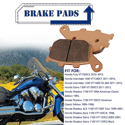 Sintered Brake Pads for Honda VTX1300 2004-2011/Shadow 1100/VT1300 CX Fury 2010-2021/VT1300 CR CS Sabre 2010-2014/VT1100C2 ACE Sabre 1995-2007 - style: Sintered Metal