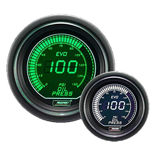 Prosport Oil Pressure Gauge, EVO Series, Green/White, 52mm, Digital