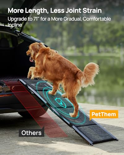 PetThem Dog Ramp for Car, 71" L × 19.7" W, Extra-Long Extra-Wide Foldable - size: Upgraded 71'' L x 19.7" W