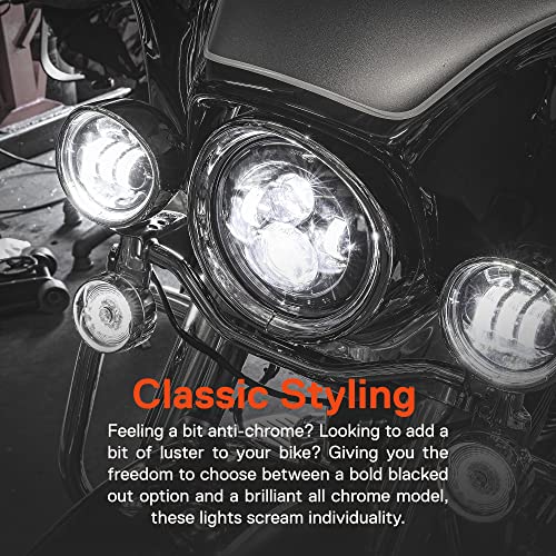 TRUE MODS 7 Inch LED Headlight Kit 4.5 Inch Passing Lights Harley Davidson - color: Black, size: Headlight + Bracket + Passing Lights