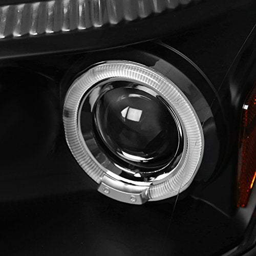 SPEC-D TUNING Black LED Dual Halo Projector Headlights - color: Black Housing Clear Lens
