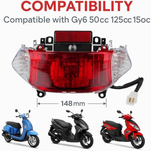 GY6 LED Rear Tail Light Assembly for 50cc 125cc 150cc Scooters and Mopeds