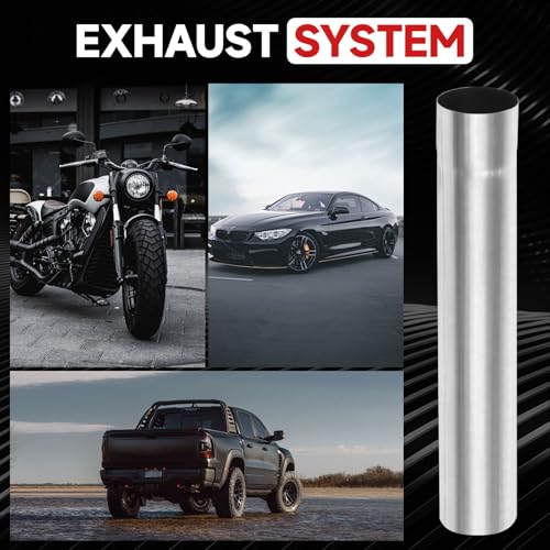 A-KARCK Straight Exhaust Pipe 2.5" OD, Stainless Steel 18" Long Mandrel Exhaust Tube - size: 2.5", style: 18 INCH
