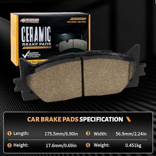 Ceramic Front Brake Pads Set Compatible with 2008-2018 Toyota Avalon,2007-2017 Toyota Camry,Compatible with 2007-2018 Lexus ES350,2013-2018 Lexus ES300h(D1293) - color: HZ1293
