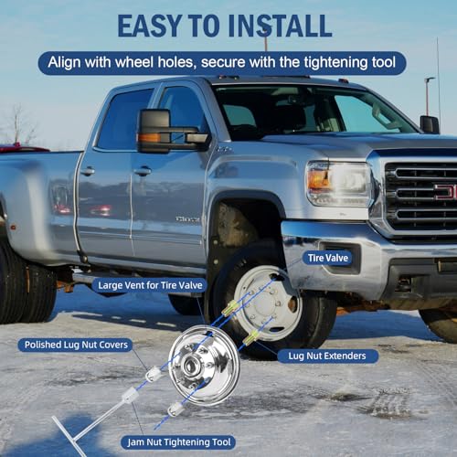 hightall 17 Wheel Simulators, 17" 8 Lug 5 Hand Holes Stainless Steel Hubcaps,Polished Surface,Bolts On Wheel Cover Set Compatible with 2011-2025 Chevy SILVERAD0 3500/GMC Sierra 3500 HD DRW - size: 17“For 2001-2007GMC3500 2003-2021G3500/G30