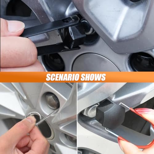 Wheel Lug Cap Cover Removal Tool Set, 3 Type Car Wheel Hub Removal Tool, Universal Nut Caps Lug Puller, Bolt Nut Cap Removal Tool Hook, Compatible with Most Cars (9PCS)