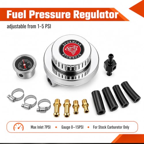 1-5 PSI Adjustable Fuel Pressure Regulator Kit for Carburetor Engines