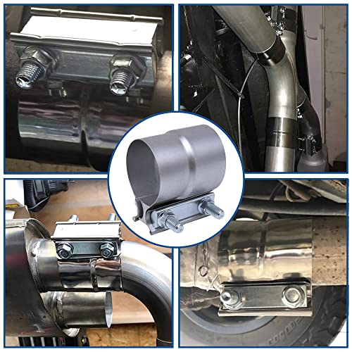 Exhaust Pipe Clamp 4.0 Inch Butt Joint Exhaust Clamp for 4" ID to 4" OD Pipe with Seal Band Clamp Sleeve 3 Inch Width Aluminized Steel Plate (2PCS) - color: 4.0 in - 2 Pcs