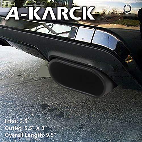 Square Exhaust Tip 2.5" Inlet, A-KARCK Black Coating Rectangle Exhaust Tailpipe Tip 3" x 5.5" Outlet 9.5" Long, Clamp on Design - size: 2.5inch, style: Black Coated