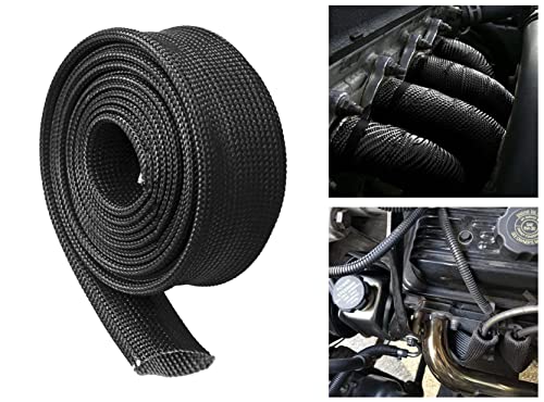 Heat Shield Sleeve Fuel Line Heat Shield Auto Hose Spark Plug Wire Cover Protectors Boots Roll 2500 Degree for Car&Auto Wire Loom Brake Cable (3/4" IDX10', BLACK) - color: Black, size: 3/4" IDX10'
