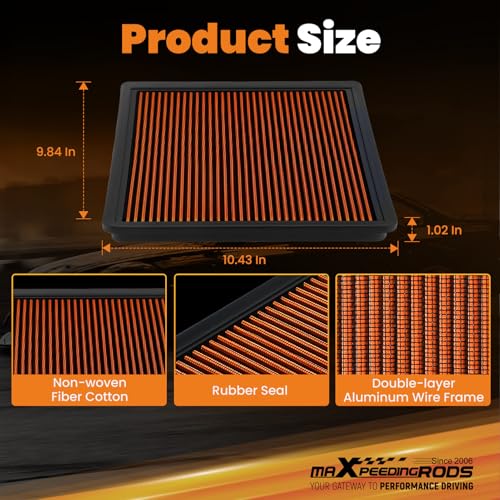 maXpeedingrods MX-2385 High Performance Engine Air Filter Washable Reusable - size: MX-2385