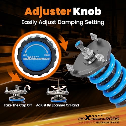 maXpeedingrods Coilover for Infiniti G35 RWD 2007-2008, for Infiniti G37 RWD 2008-2013, for Infiniti Q40/Q60 RWD 2014-2015, 24 Levels Damper Adjustable T6 Upgraded Lowering Kits Blue