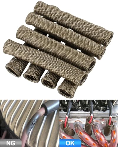 Spark Plug Wire Heat Shield Spark Plug Wire Heat Shield Sleeve Spark Plug Boot Protector Boots Wrap for SBC BBC 350 454 8PCS Plug Wire Covers - 2500F High Temp Protection (Titanium ) - color: Titanium